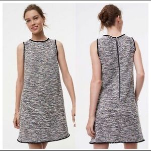 LOFT fringed tweed shift dress